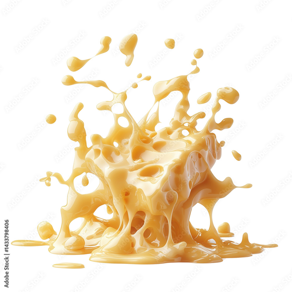 Poster cheese day concept. splashing liquid in a dynamic, abstract design on a black background. isolated o