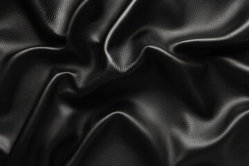 Fototapeta premium Close-up view of draped black leather texture.