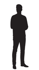Casual Man Silhouette – Full Body Relaxed Male Vector Illustration