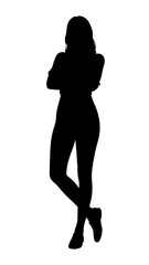 Casual Woman Silhouette – Full Body Relaxed Female Vector Illustration