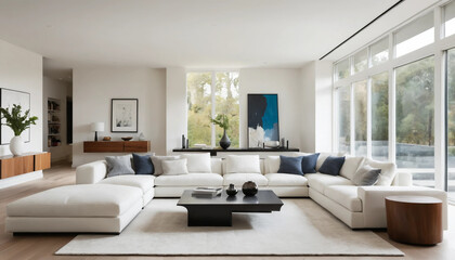 A sleek, contemporary living room
