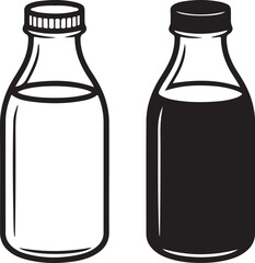 Milk Bottle and Dark Drink Bottle Icon Set
