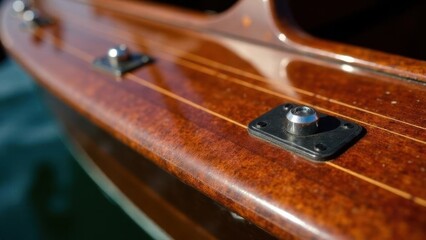 tags on the wooden shell of a boat