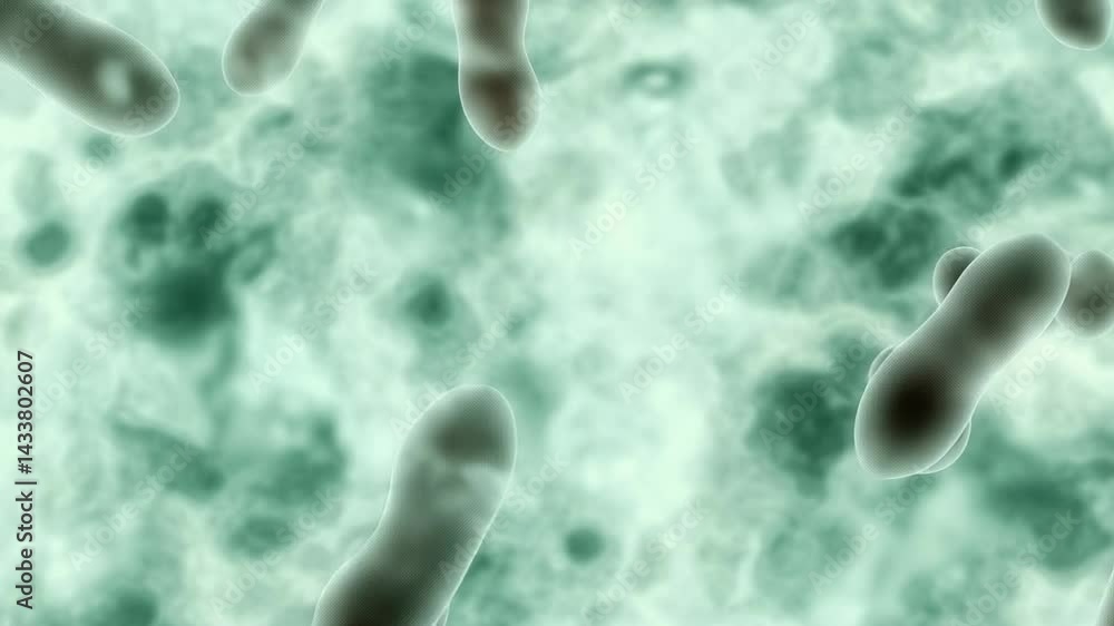 Aufkleber microscopic view of bacteria exhibiting diverse shapes and sizes in a blurred environment under scie