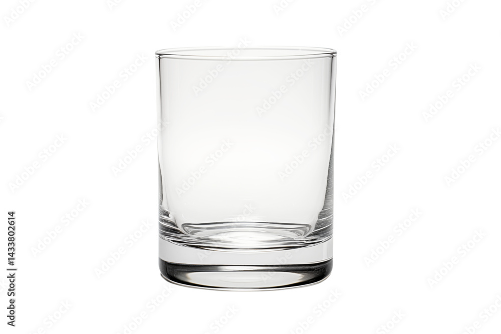 Poster a simple clear glass tumbler isolated on a transparent background in a studio setting with soft ligh