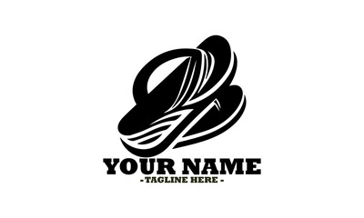 Black silhouette of a single casual flip-flop slipper for summer footwear isolated on a white backdrop. Fashion concept, slipper linear vector icon and sliper liner logo design