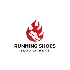 Running shoes logo, Sport sneakers logo design isolated on white background.