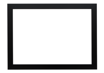 Simple Black Square Picture Frame Isolated on PNG Background.