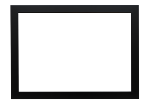 Simple Black Square Picture Frame Isolated on PNG Background.