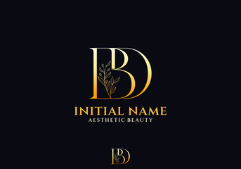 Letter BD Beauty Logo with Flourish Ornament Luxury