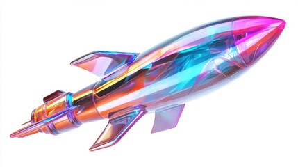 rocket icon 3d render transparent gradient color, Modern rocket illustration for startups and technological innovation