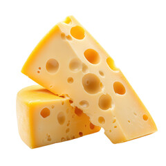 Cheese day concept. Aged cheese with holes on a black background. isolated on white background
