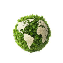 nature conservation concept. Earth globe made of greenery representing nature and sustainability. isolated on white background