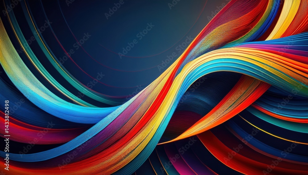 Poster dynamic color waves abstract art digital design vibrant environment close-up view creative concept f