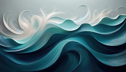 Dynamic ocean waves abstract art digital illustration surreal environment close-up view fluid motion concept