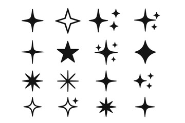 Icon set showcasing various star designs ideal for digital projects and graphic design