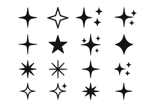 Icon set showcasing various star designs ideal for digital projects and graphic design