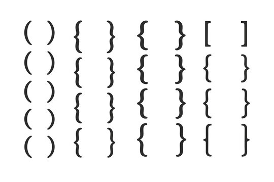 Icon set featuring various brackets and grouped symbols for design applications and programming