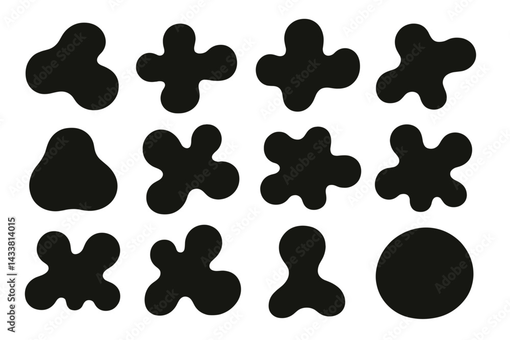 Aufkleber icon set featuring various geometric shapes suitable for modern design projects and digital applicat
