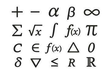 Collection of mathematical symbols and icons for educational and creative projects