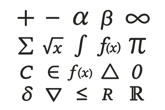 Collection of mathematical symbols and icons for educational and creative projects