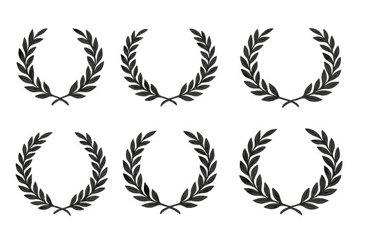 Icon set featuring six distinctive laurel wreath designs suitable for awards and achievements
