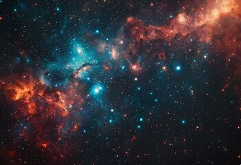 Naklejka premium a vibrant composite image reveals intricate nebulae and distant stars in a captivating cosmic panorama.