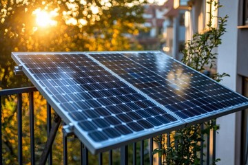 Utilizing a mini solar panel for sustainable energy in urban living.