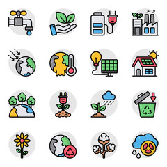 Set of Nature Flat Icons 