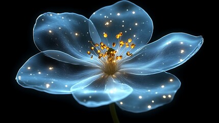 Glowing Blue Flower with Dark Background.