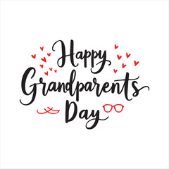 Fototapeta premium Grandparents Day Handwritten Typography Design,Grandparents Day Vector Greeting Card,Grandparents Day Lettering with Heart Icons,Cute Grandparents Day Calligraphy Design,Elegant Script for Grandparent