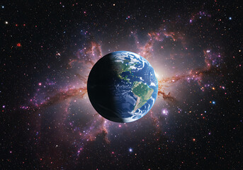 Earth in Space: Nebula and Planet Image