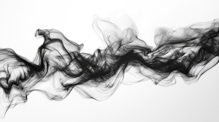 Abstract Black Ink Wave on White Background