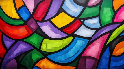 Vibrant Abstract Painting with Colorful Geometric Shapes