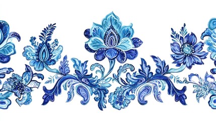 Vibrant blue floral border design