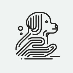 A minimalist illustration of a dog's profile.