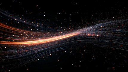 Obraz premium Cosmic Dance: A mesmerizing display of light streams and shimmering particles swirling across a dark, boundless canvas, creating a sense of depth and wonder.