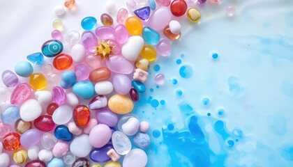 Colorful pebbles and swirls