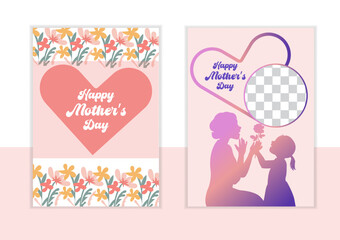 Mother's day poster, flyer, web banner or greeting card set with hand drawn envelipe, bouquet of flowers and elegant frame on white background. Vector illustration 