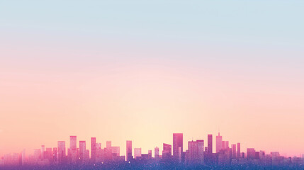 Fototapeta premium City Silhouette at Dawn: The minimalist cityscape emerges from the early morning haze, a symphony of silhouettes against the backdrop of a pastel dawn, evokes a sense of tranquility and urban majesty.
