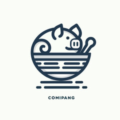 A simple, minimalist logo featuring a pig in a bowl, likely for a company.