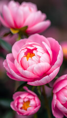 Fototapeta premium abstract floral pink wallpaper, blurred petals of blooming peony, masterpiece. White tone