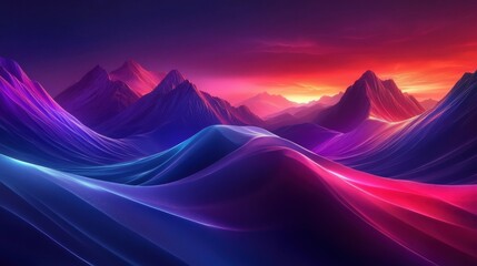 Abstract Colorful Mountain Landscape