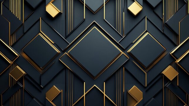 Abstract Geometric Black Gold Pattern Design