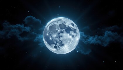 Obraz premium Full moon in a night sky