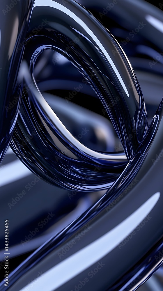 Aufkleber abstract image of intertwining, glossy, dark blue tubes creating a complex, three-dimensional form