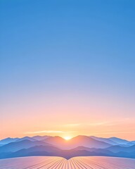Obraz premium Serene sunrise over layered mountains reflected on a flat surface