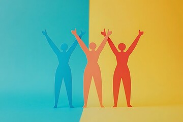 Fototapeta premium Paper People Celebrating Teamwork Success67