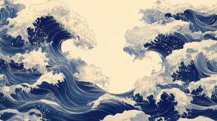 Abstract Blue Ocean Waves Pixel Art Design