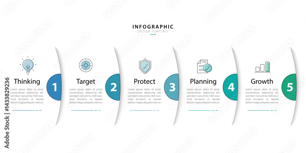 Poster timeline creator infographic template. 5 step timeline journey, calendar flat simple infographics de